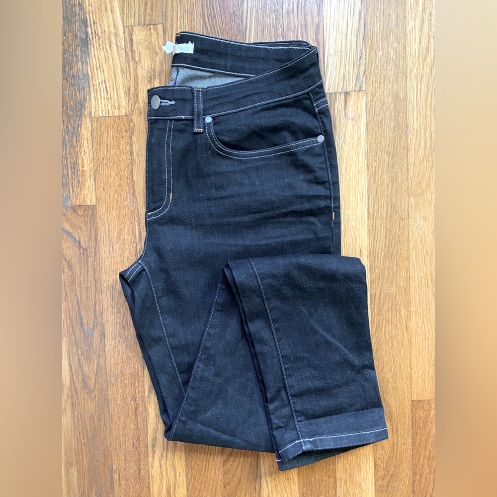 Eileen Fisher Black Denim Jeans ‘The Skinny’ Stretch Organic Cotton 8
